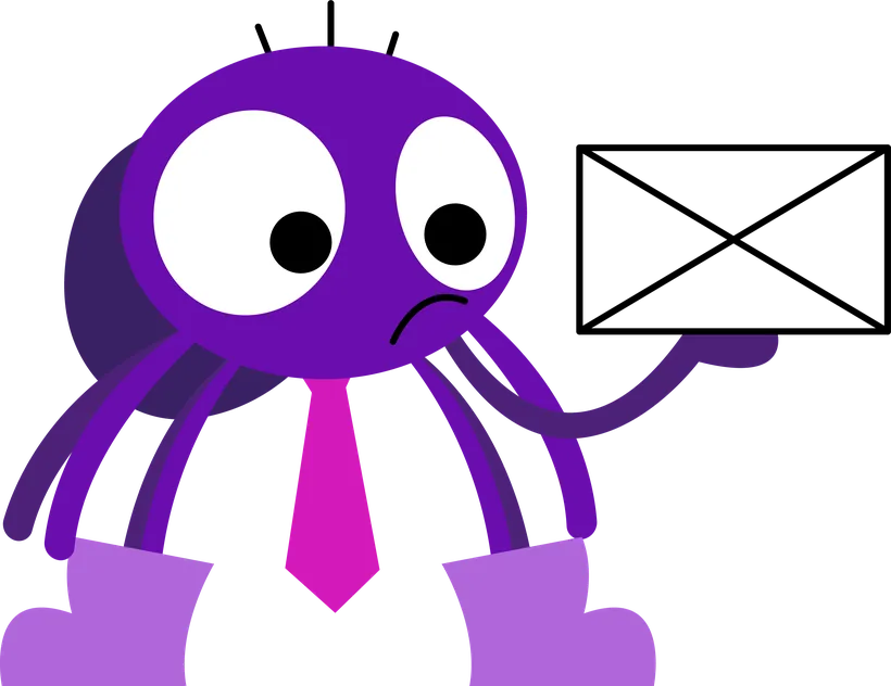 Phil, la mascotte de l’Agence Le Fil, devant une maquette de site web