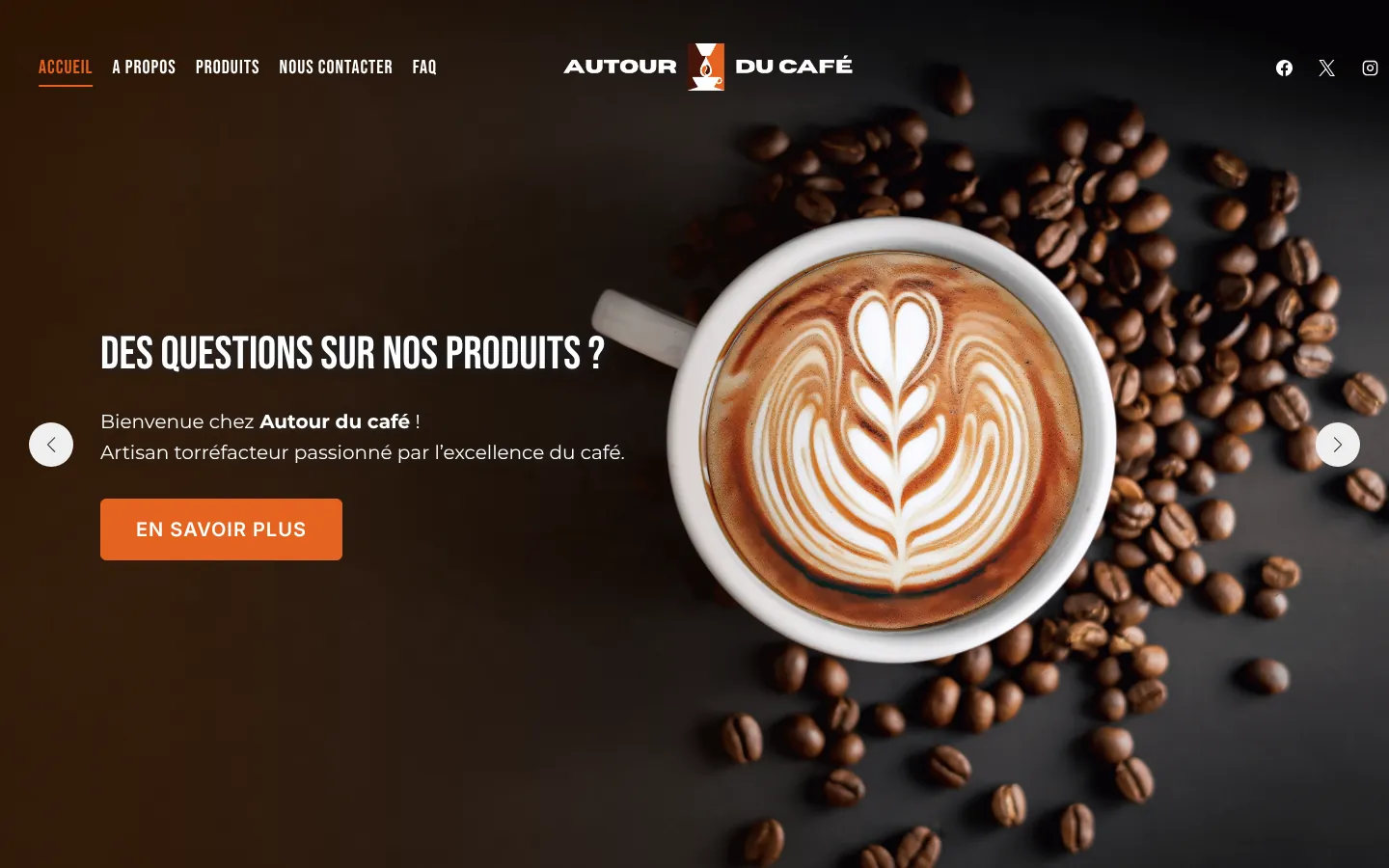 Page d’accueil du site Autour du café