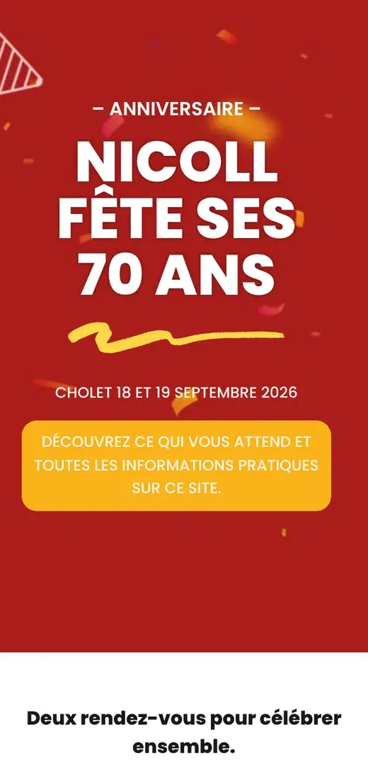 Site de l’événement des 70 ans de Nicoll, réalisé pour The Xperience Group, sur mobile