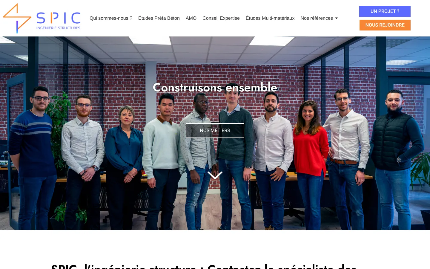 Page d’accueil du site SPIC BTP