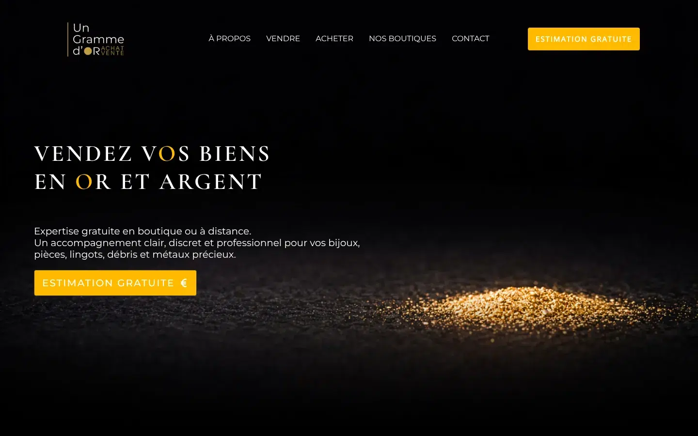 Page d’accueil du site Un gramme d’or